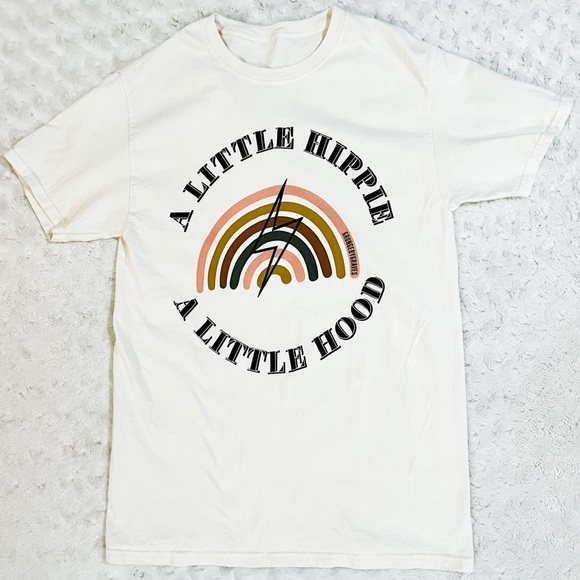 Grunge By Graves Tops - GRUNGE BY GRAVES A Little Hippie A Little Hood Rainbow Oatmeal Graphic Tee Shirt